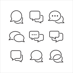 Chat and comment line icon set. Speech bubble line icon symbol vector