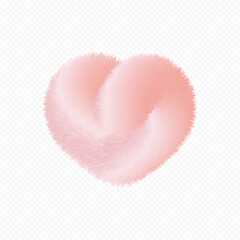 Beautiful cartoon fluffy heart. Fur heart. The vector is isolated on a transparent background. Fur heart for valentine's day. For web design and illustrations.