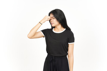 Suffering Headache Gesture Of Beautiful Asian Woman Isolated On White Background