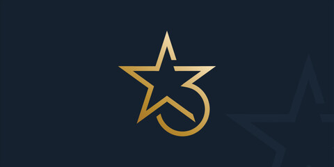 Modern and elegant 3 star logo