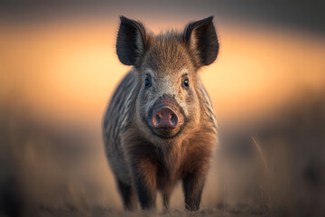 Wild boar or wild pig, ai generative illustration.