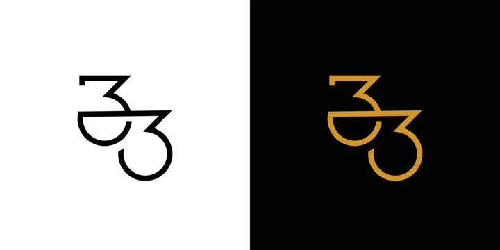 .Simple and modern number 33 logo design