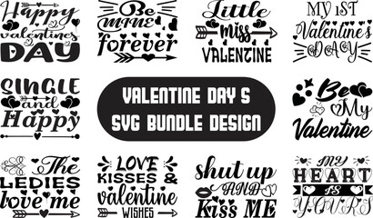 Fototapeta premium Valentines day svg t shirt bundle ,a set of valentine t-shirt design