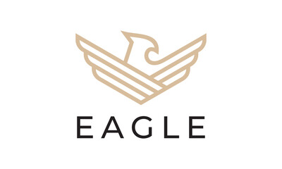 golden eagle logo concept with linear style illustration vector design.