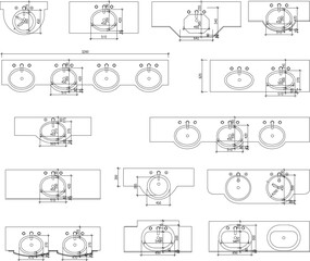 sketch vector illustration of wash basin with size scale