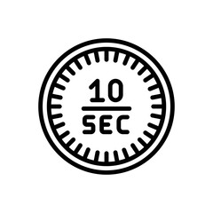 Black line icon for seconds
