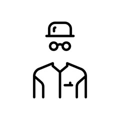 Black line icon for invisible