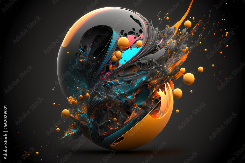 Poster abstract 3d color splash background. ai generative