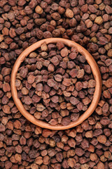 Brown chickpea (Kala Chana, Black Chana, Black Chick Pea). Chick pea in Pottery