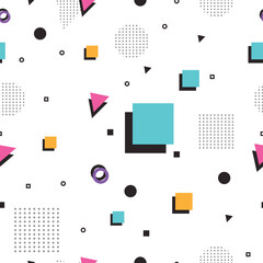 Seamless pattern abstract geometric line, memphis style. Vector illustration. Vector design for card, brochure, book cover, paper, cover, fabric, interior decor and other.