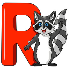Illustration of R letter for Raccoon