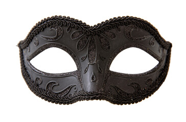 Venetian carnival mask black color isolated Transparent background, PNG. - obrazy, fototapety, plakaty