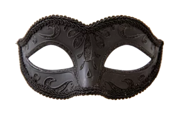 Fotobehang Venetian carnival mask black color isolated Transparent background, PNG. © Rawf8