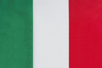 the national flag of Italy on a fabric basis close-up