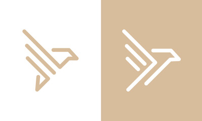 golden eagle logo set with linear style illustration vector design.