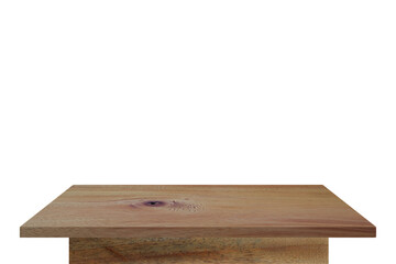 Close-up empty wooden plank table top on vintage style a furniture for decoration home, isolated