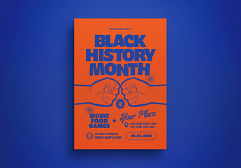 Orange Flat Design Black History Month Flyer Layout