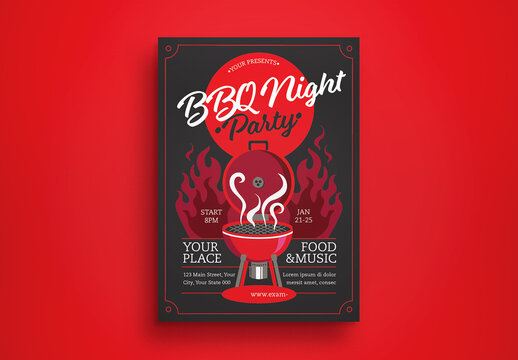 Black Modern BBQ Night Party Flyer Layout