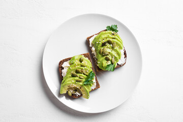 Avocado toast with goat cheese, seeds