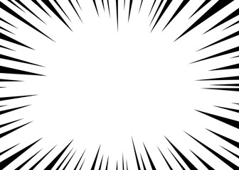 Obraz premium Manga speed burst frame. Radial anime speed lines. Crash zoom effect for comic book. Radial lines overlay template. Manga brust frame. Cartoon boom effect. Vector illustration on white background.