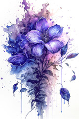 watercolor painting of a purple violet flower generative ai