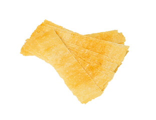 Long Potato Chips Isolated, Crispy Thin Potato Snack Pile, Rectangular Strips Chips, Fast Food...