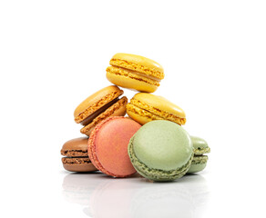 Macaron Cake Isolated, Macaroon Cookie, Almond Meringue, Sweet Macaroons, Colorful French Dessert