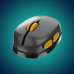 Premium gamer mouse icon 3d rendering on isolated background
