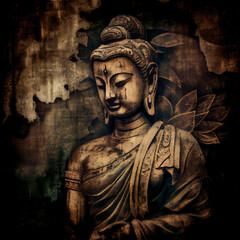 Fototapeta na wymiar Buddha mixed media painting - generative ai