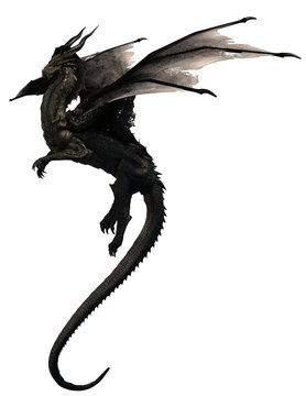 black dragon 3d render fantasy creature