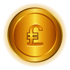 The Italian lira currency symbol. A single gold coin is isolated on a transparent background, with an Italian lira currency symbol in the center for decoration.