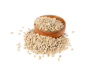 Peeled Sunflower Seeds Isolated, Raw Sunflower Kernels Group, Sun Flower Grains, Peeled Sunflower Seeds