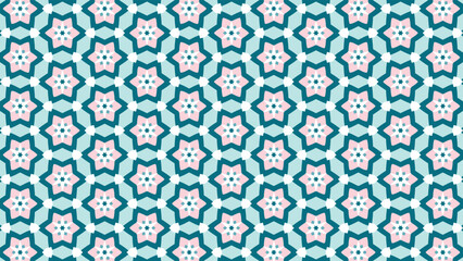 幾何学的なおしゃれパターン背景のベクター素材17。トルコブルーのタイル模様