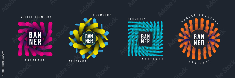 Poster vector illustration, abstract banner with geometric gradient element eps10,set.