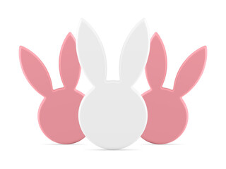 Easter rabbit head with long ears three slim bauble religious holiday decor element 3d icon vector