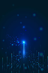 Fototapeta premium Glowing lines emitting upward with a techno background of particle Internet