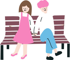 couple sit on the bench