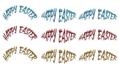 メタリック風のHAPPY EASTERの文字素材セット