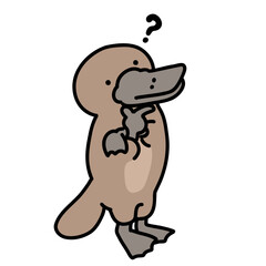 疑問な表情のカモノハシ
