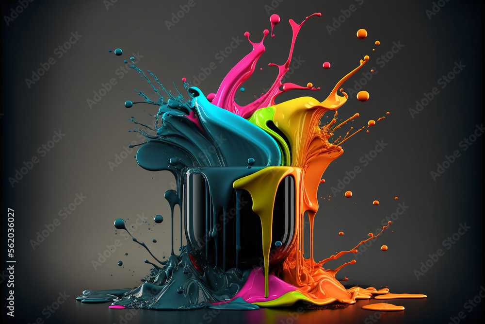 Poster abstract 3d color splash background. ai generative