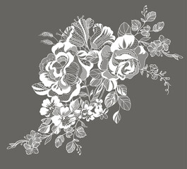 flowers and foliage. Vector illustration, bouquet.