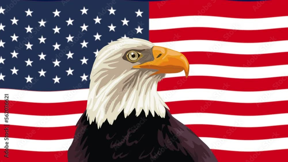 Wall mural usa flag and eagle animation