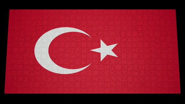 Six different clips to collect puzzle pieces in which the flag of Turkey appears Isolated by Alpha channel (transparent background) to enhance any animation movie or Cinematic clips or film project