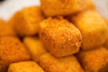 A plate of golden fried tofu