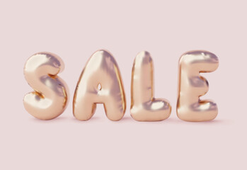 Balloon letters sale message. Realistic vector illustration.