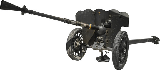 Isolated PNG cutout of an anti-tank artillery cannon from Word War II  on a transparent background,...