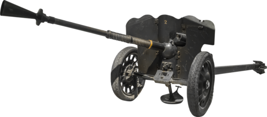 Isolated PNG cutout of an anti-tank artillery cannon from Word War II  on a transparent background, ideal for photobashing, matte-painting, concept art
