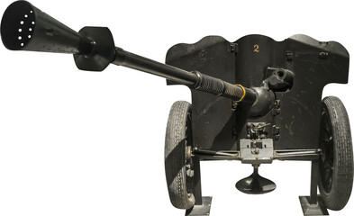 Isolated PNG cutout of an anti-tank artillery cannon from Word War II  on a transparent background, ideal for photobashing, matte-painting, concept art
