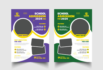 Back to school flyer Template, Kids Children back to school education admission flyer poster layout, book cover, leaflet, poster, brochure, template