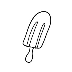 Popsicle ice cream. Vector illustration in outline doodle style isolated on white background.